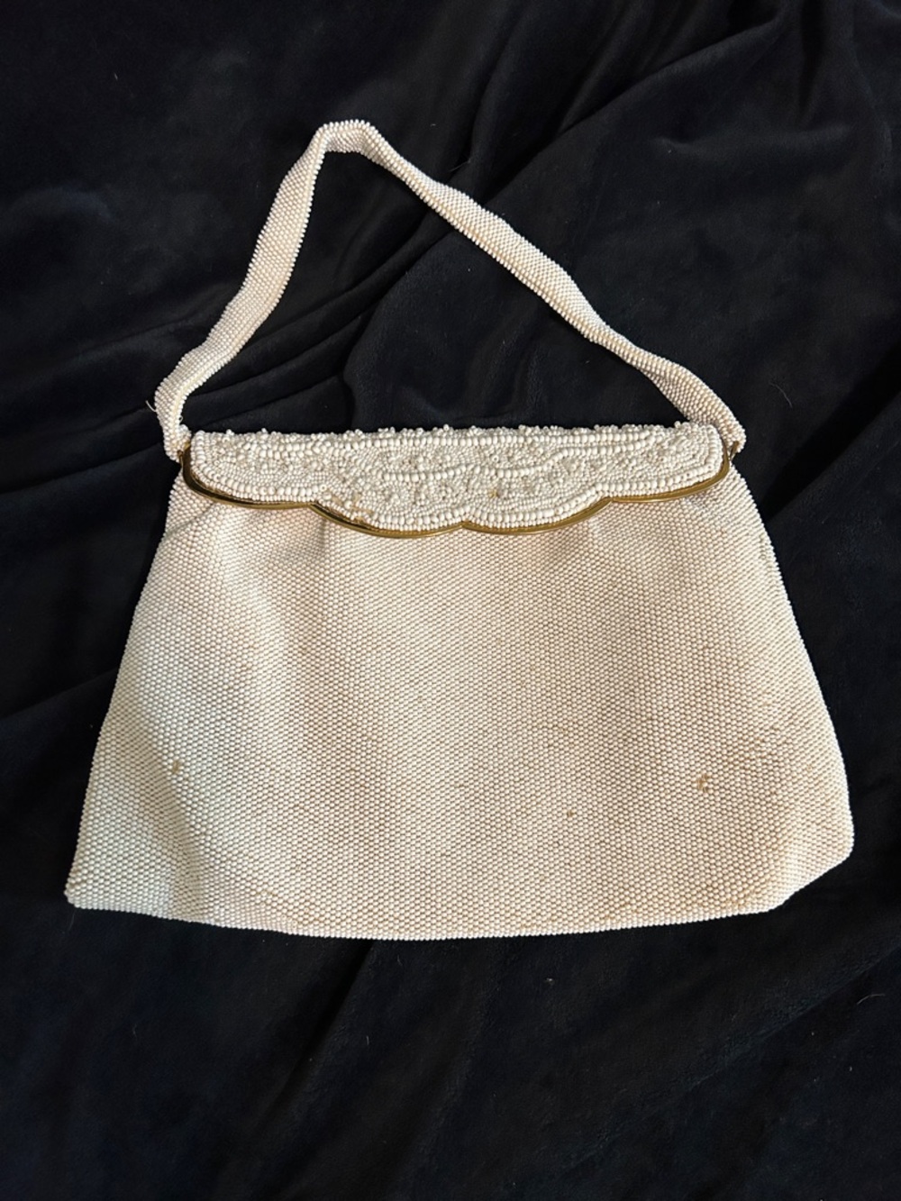 Mid century Beaded Cream Evening Handbag